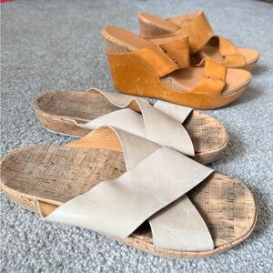 Kork-Ease Beige and Tan Wedge Sandals Lot